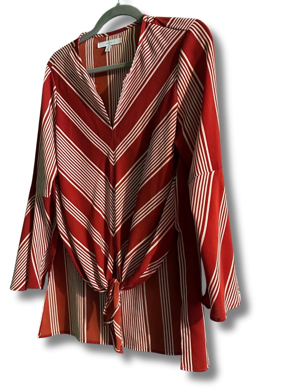 Fever Red and White Striped Tie-Front Beach Tunic